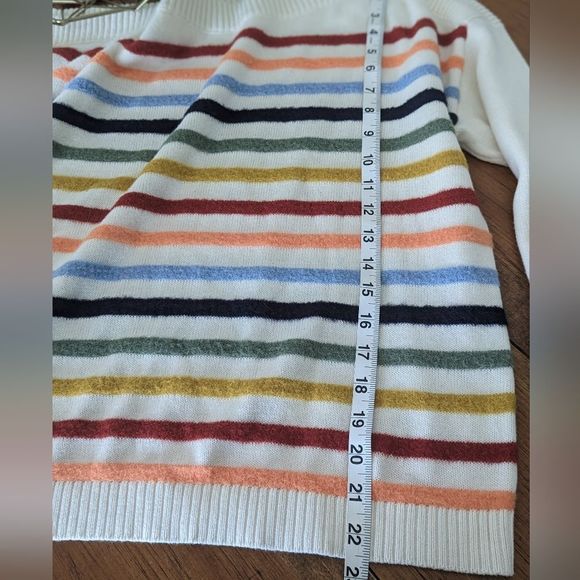 Oversized LOFT Fuzzy Striped Sweater Whipped Cream Multi New. S - Picture 10 of 14